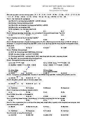 Đề thi thử THPT Quốc gia môn Hóa học năm 2017 - Sở GD & ĐT Đồng Tháp